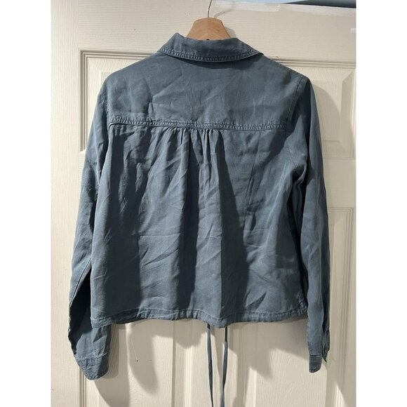 98Bella Dahl Tie Waist Utility Shirt Jacket Size S Green Button Front A001598 - Picture 3 of 11